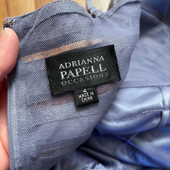 Vintage Y2K Adrianna Papell Metallic Purple/Gray Layered Formal Dress Fairy Sz 4 - Picture 8 of 8